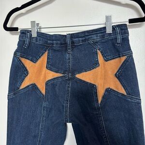 Suede Star Pocket Flare Denim Jeans